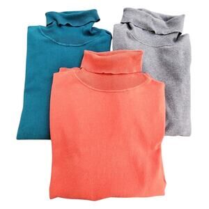 3 TALBOTS WOMEN TURTLENECK SWEATERS LOT SZ M CASUAL COMFY COZY SOFT BASICS LIGHT